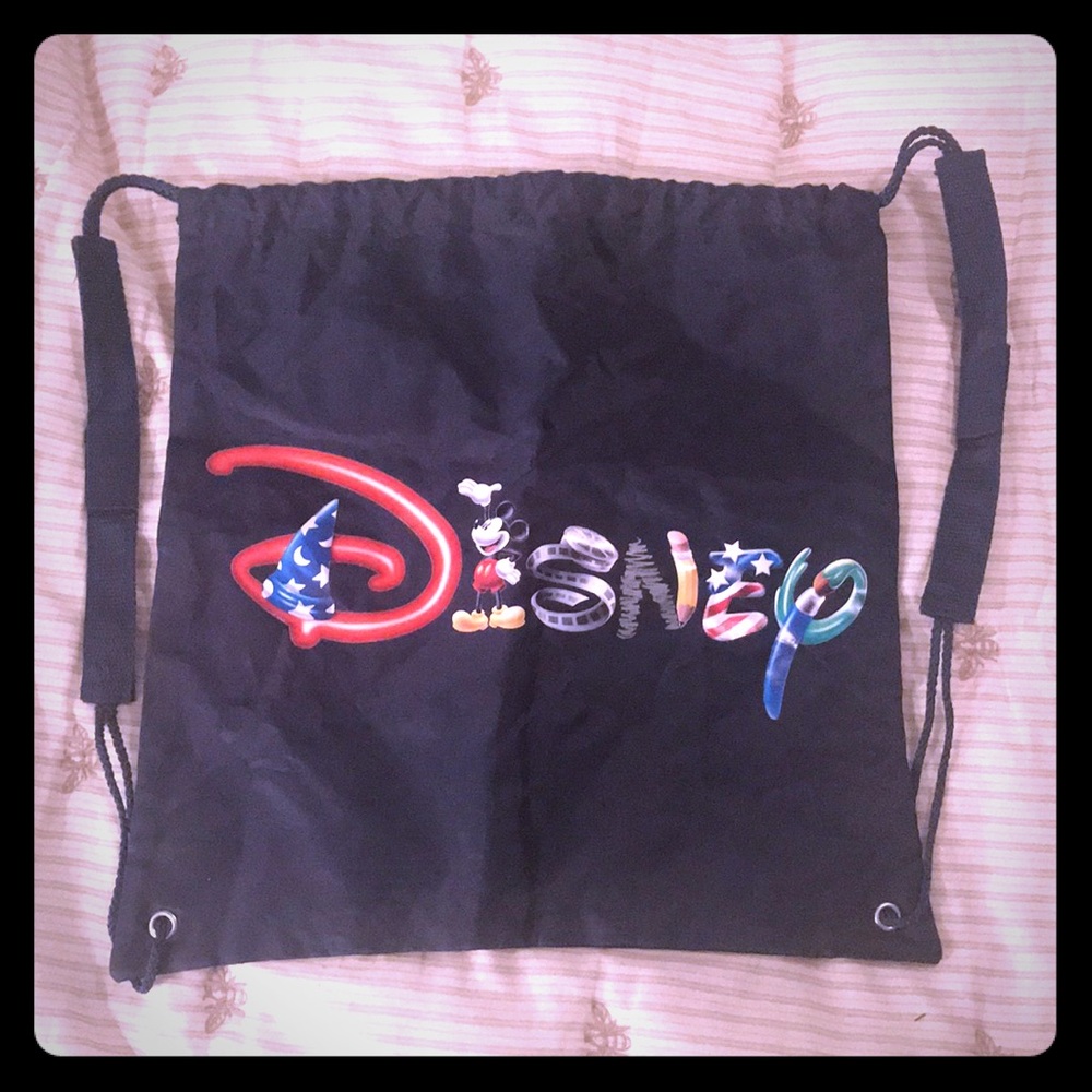 Disney - Drawstring Backpack - Velcro Straps -Navy - image 1